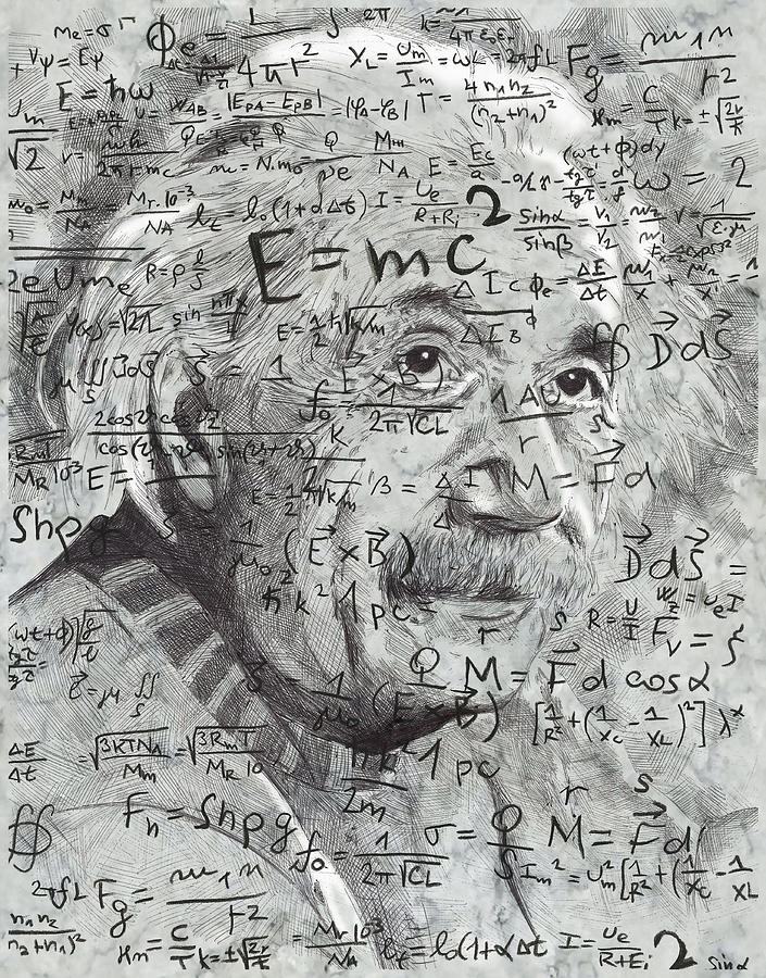 Albert Einstein portrait Mixed Media by Kyle Willis - Fine Art America