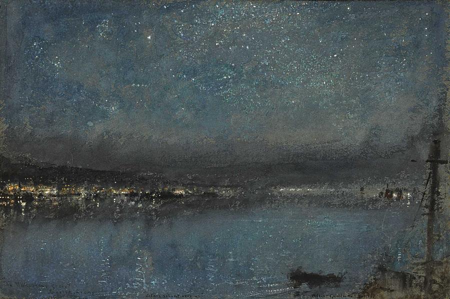 Albert Goodwin, R.W.S. 1845-1932 STARS SILENT OVER US, THE WHITE MANS GRAVE, SIERRA LEONE Painting by Celestial Images