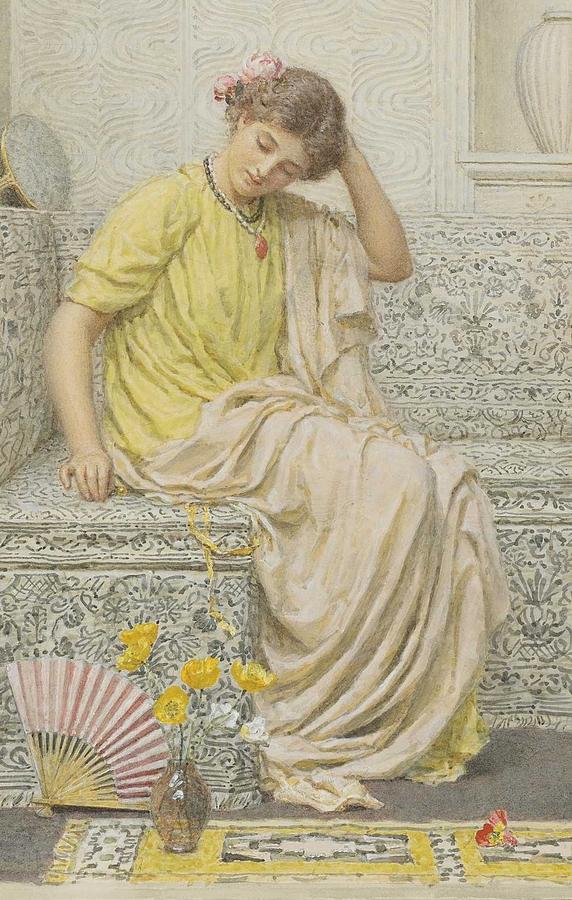 Albert Joseph Moore A.R.W.S. 1841-1893 BRITISH HAIRPINS Painting by Celestial Images