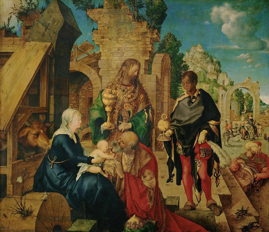Alberto Durero / Adoration of the Magi, 1504, Oil on wood, 99 x 113.5 cm. albrecht duerer. JESUS. Painting by Albrecht Durer -1471-1528-
