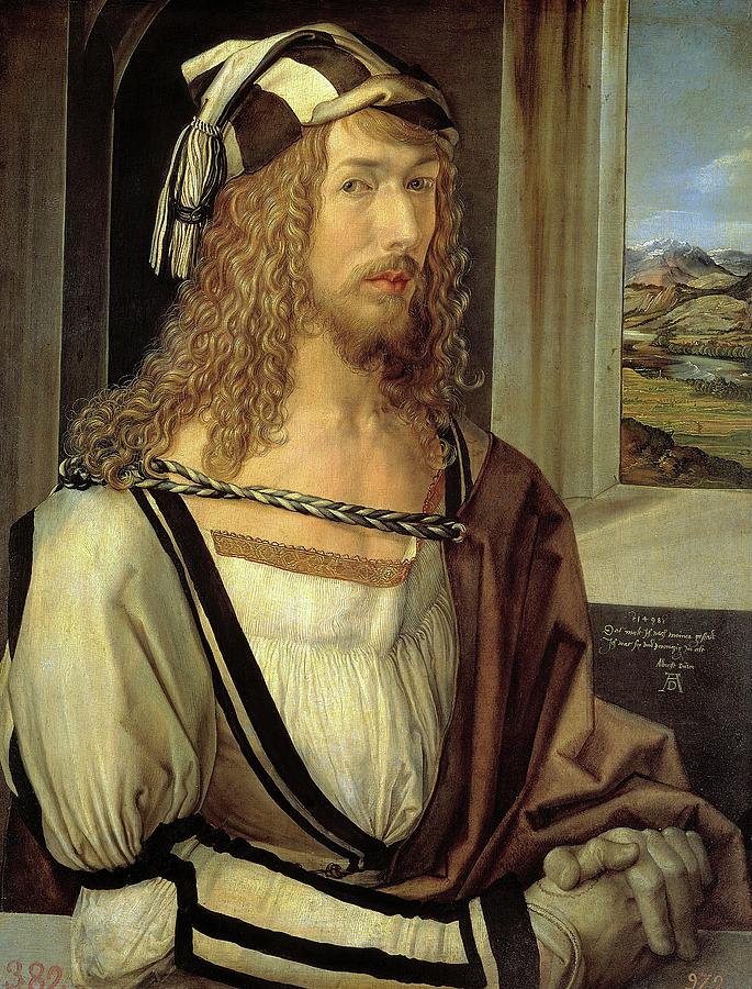 Alberto Durero / Self-portrait, 1498, German School, Oil on panel, 52 cm x 41 cm, P02179. Painting by Albrecht Durer -1471-1528- Alberto Durero / Self-portrait, 1498, German School, Oil on panel, 52 cm x 41 cm, P02179. Painting by Albrecht Durer -1471-1528-