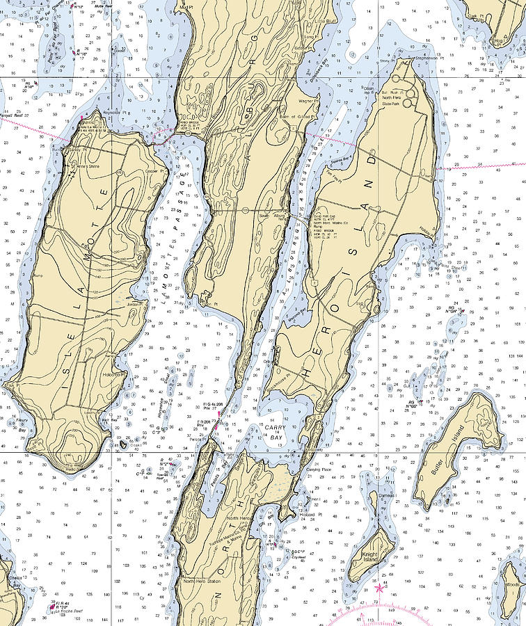 Alburg Passage-lake Champlain Nautical Chart Mixed Media by Bret ...