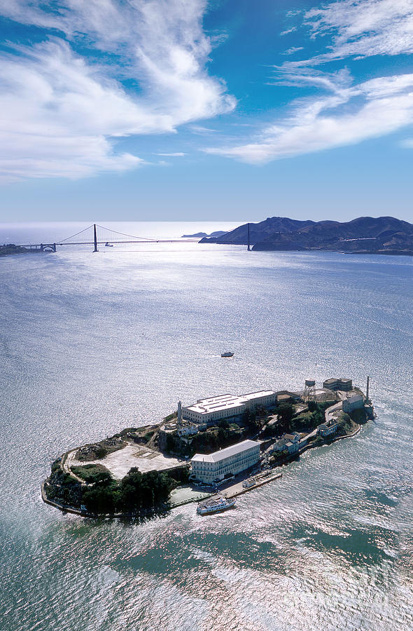Alcatraz Island With the Golden Gate Bridge aerial, San Francisco Photograph by Wernher Krutein