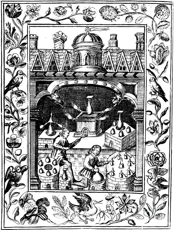 Alchemical Laboratory Showing Various Drawing by Print Collector