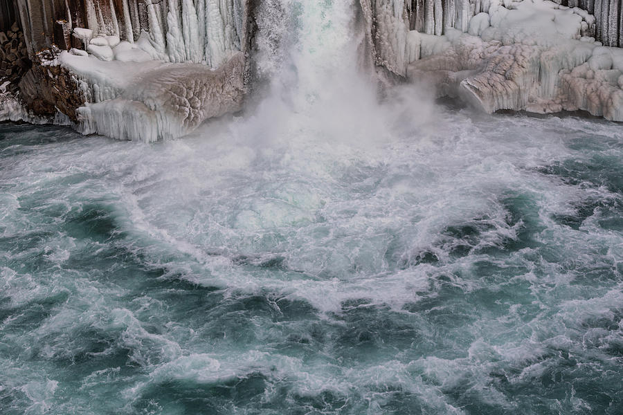Nature Photograph - Aldeyjarfoss, Icelandic Waterfall Rounded By Basalt Columns by Cavan Images