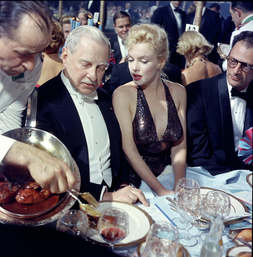 Marilyn Monroe Photograph - Aldridge, Monroe, and Miller At April In Paris Ball by Peter Stackpole