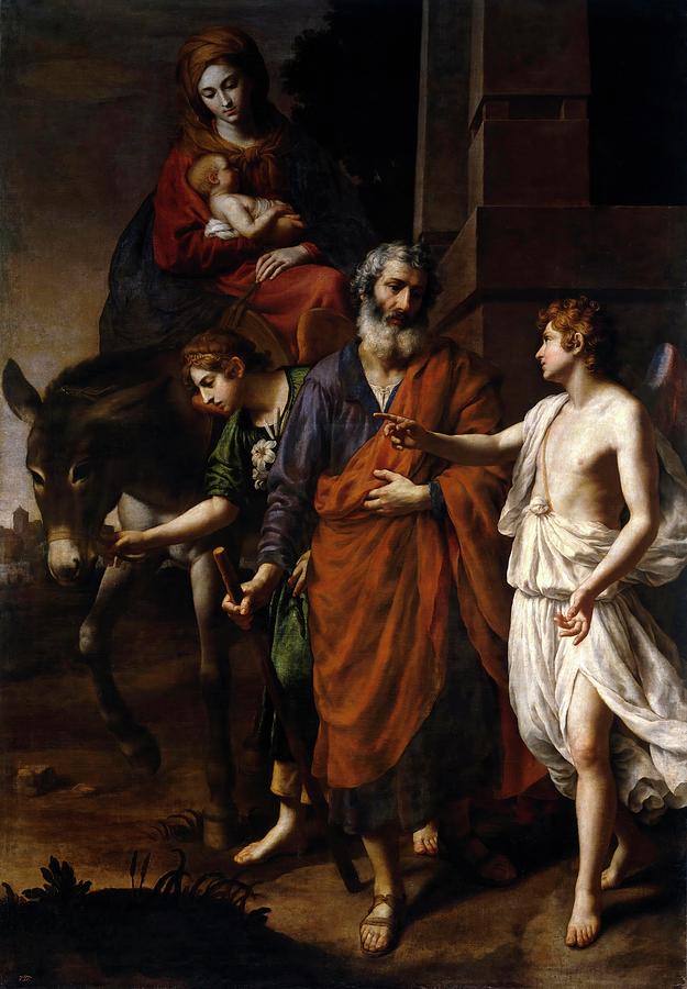 Alessandro Turchi / Flight into Egypt, 1633, Italian School, Canvas, 284 cm x 200 cm, P00461. Painting by Alessandro Turchi -1578-1649-