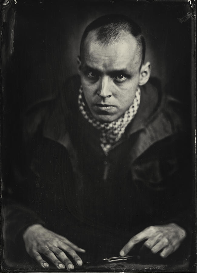 Portrait Photograph - Alex V , Wet Plate Collodion 13x18cm by Dzmitry Az