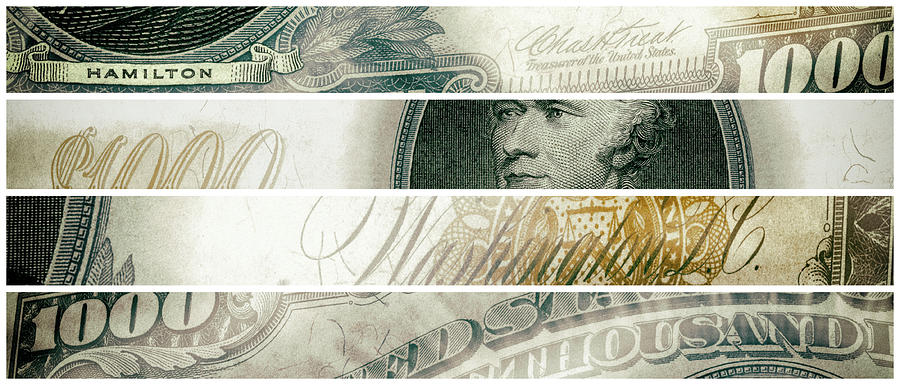 Alexander Hamilton 1907 American One Thousand Dollar Bill Currency Starburst Artwork Digital Art by Shawn OBrien