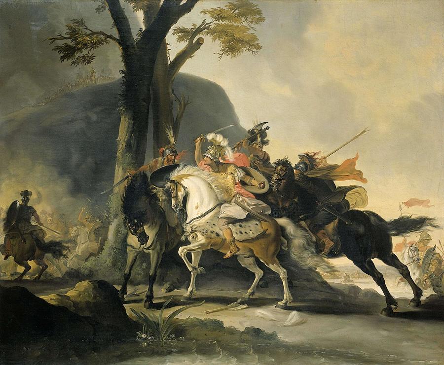Alexander the Great at the Battle of the Granicus against the Persians. Painting by Cornelis Troost