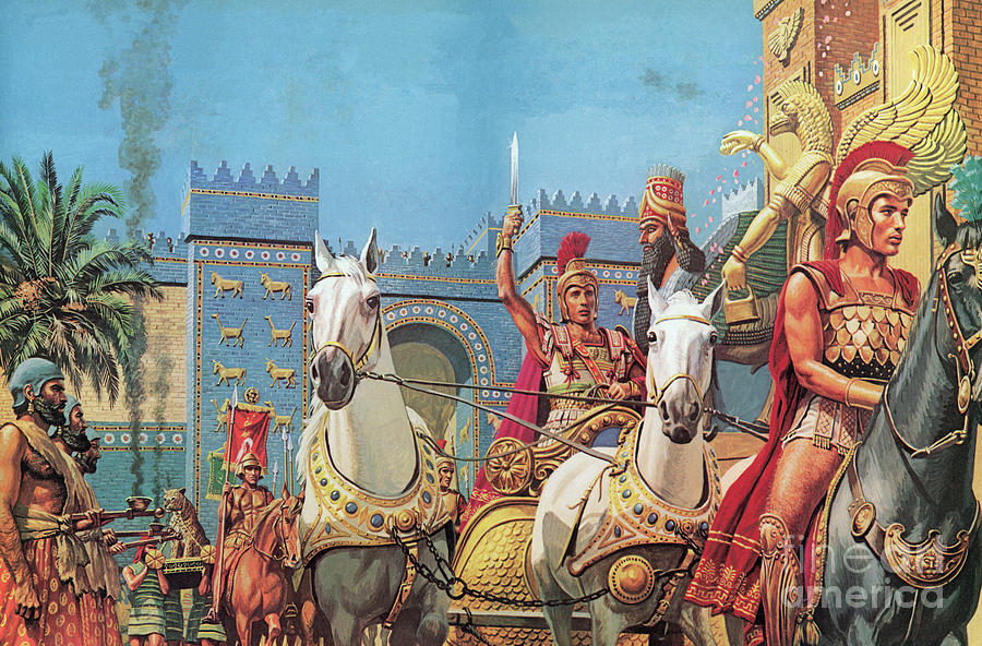 Alexander The Great Riding In Triumph Into Babylon Painting by Roger Payne