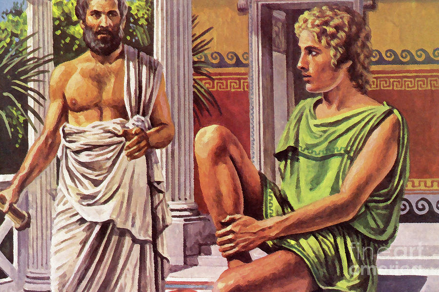 Alexander The Great, With His Tutor, Aristotle Painting by Roger Payne