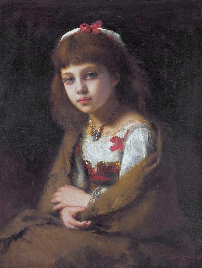 Alexei Harlamoff, Portraif of a Young girl 34 Painting by Celestial ...