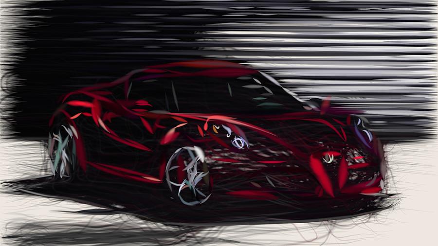 Alfa Romeo 4C Drawing Digital Art by CarsToon Concept