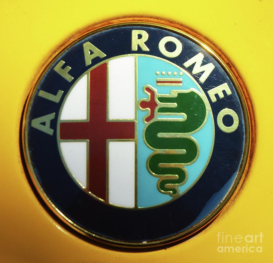 Alfa Romeo Logo On A Yellow Background Photograph by Poets Eye