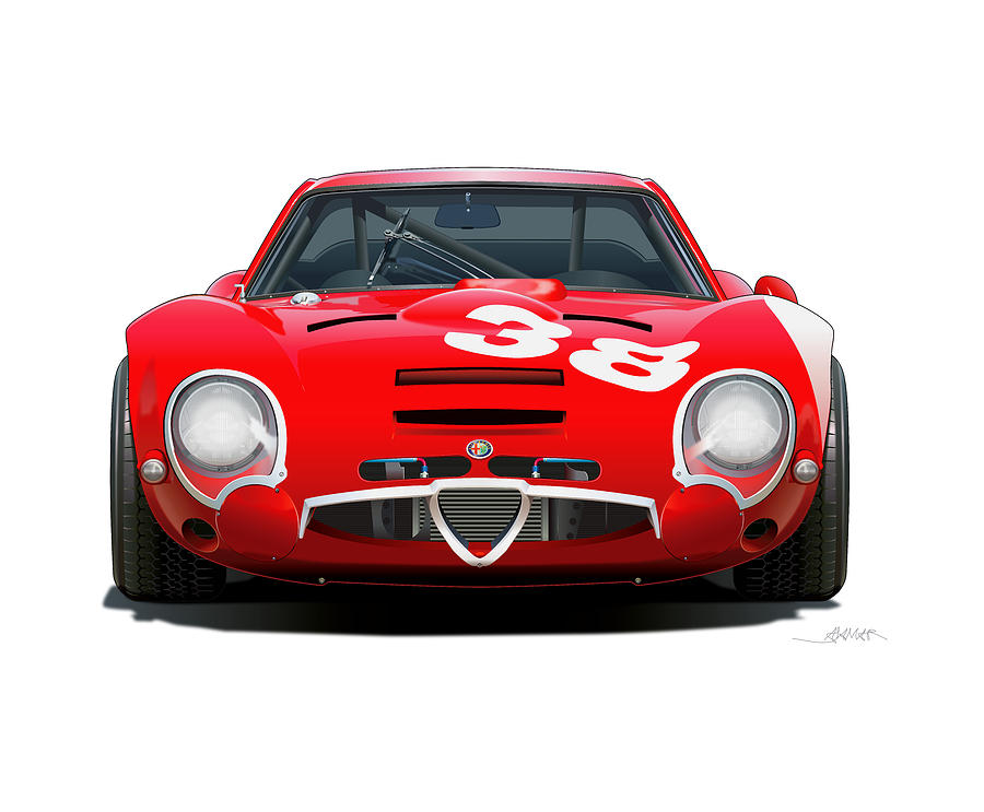 Alfa Romeo TZ no background Drawing by Alain Jamar