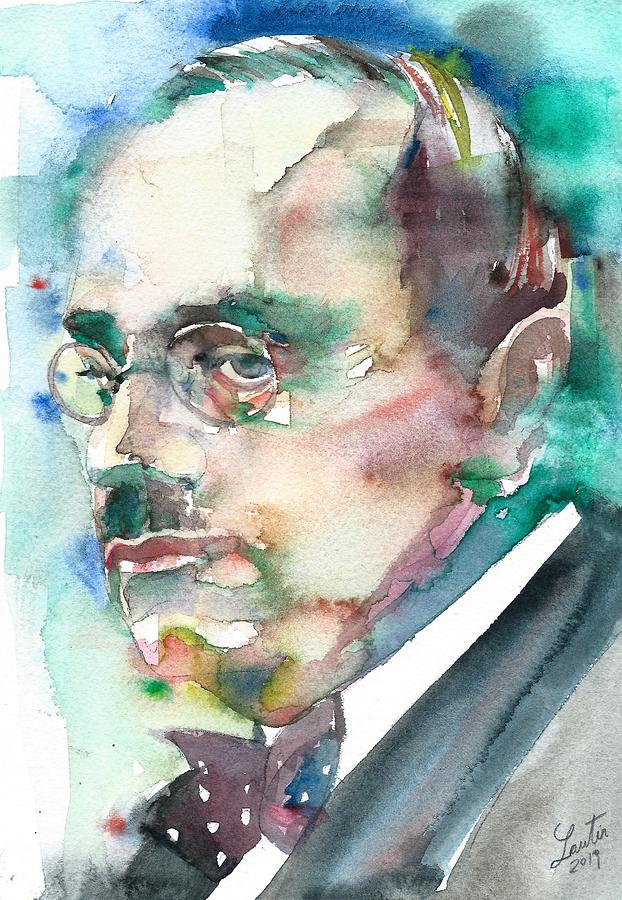 ALFRED ADLER - watercolor portrait.1 Painting by Fabrizio Cassetta