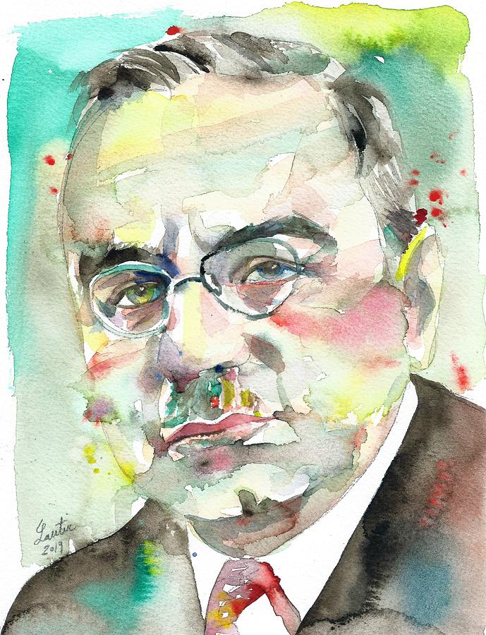ALFRED ADLER - watercolor portrait.2 Painting by Fabrizio Cassetta