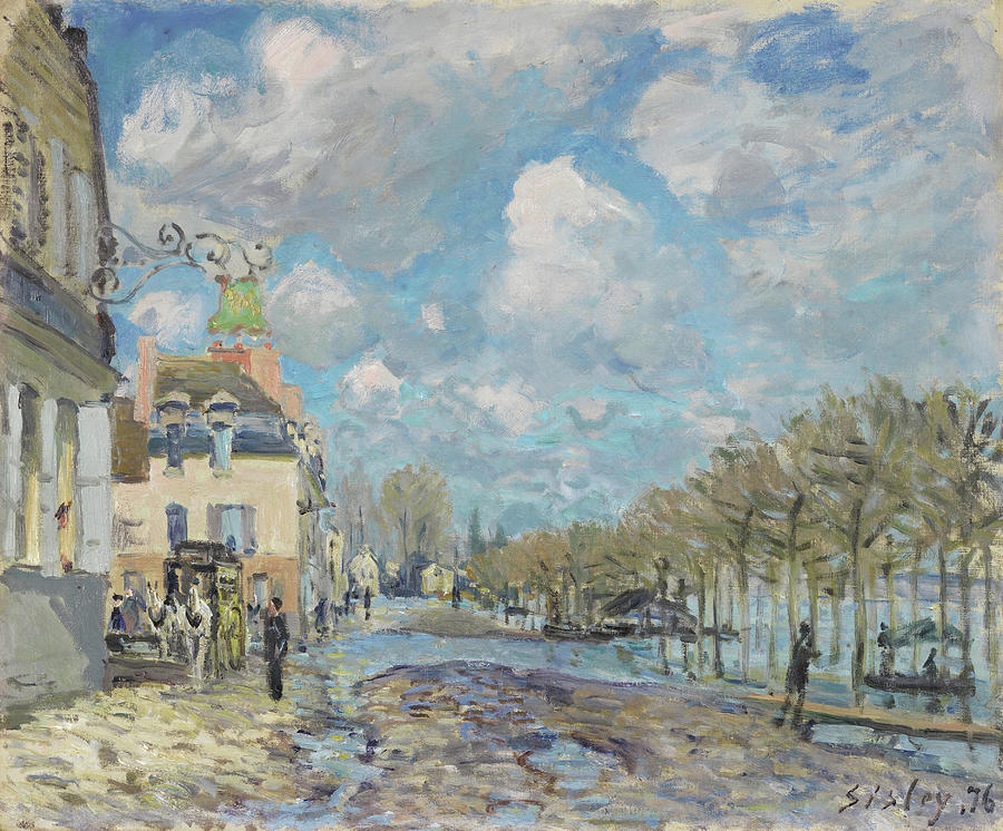 Alfred Sisley -Paris 1839 - Moret-sur-Loing 1899-. The Flood at Port-Marly -1876-. Oil on canvas.... Painting by Alfred Sisley -1839-1899-