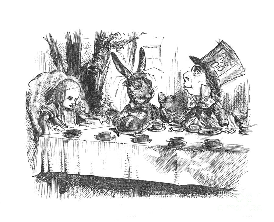 Alice At The Mad Hatters Tea Party, 1889 Drawing by Print Collector