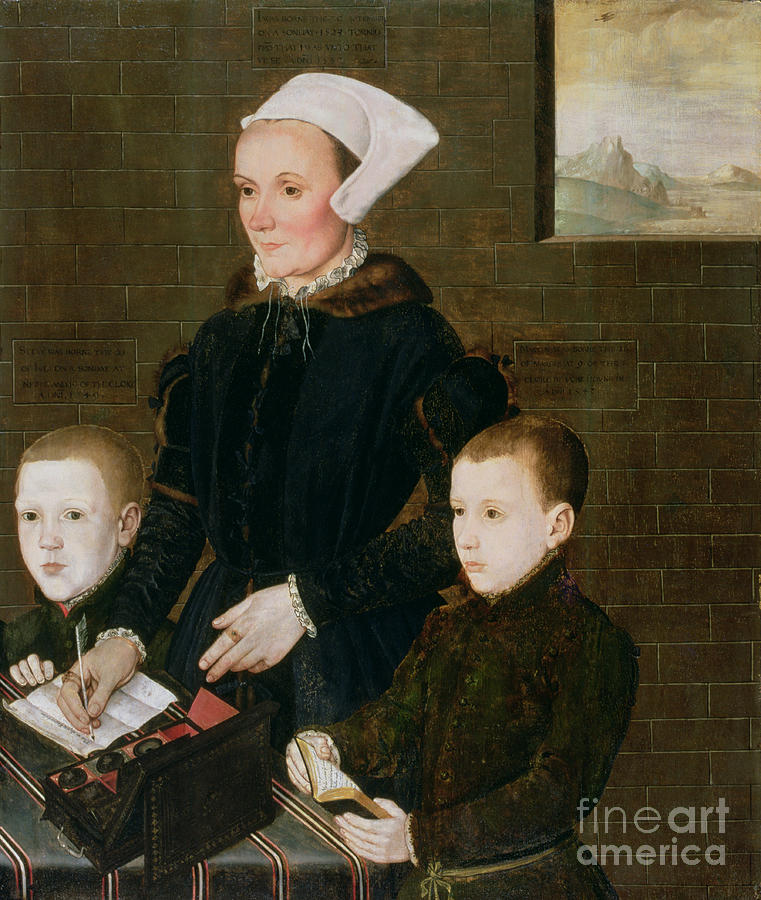 Alice Barnham And Her Two Sons Martin And Steven 1557 Painting By English School Fine Art America