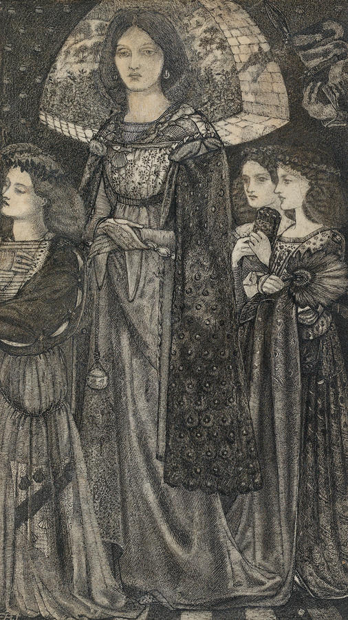 Alice, la Belle Pelerine Drawing by Edward Burne-Jones