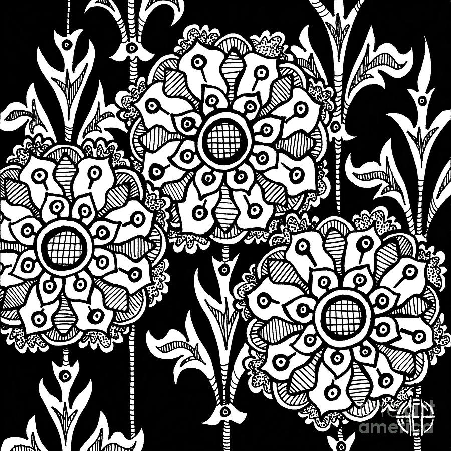 Alien Bloom 1 Black and White Drawing by Amy E Fraser