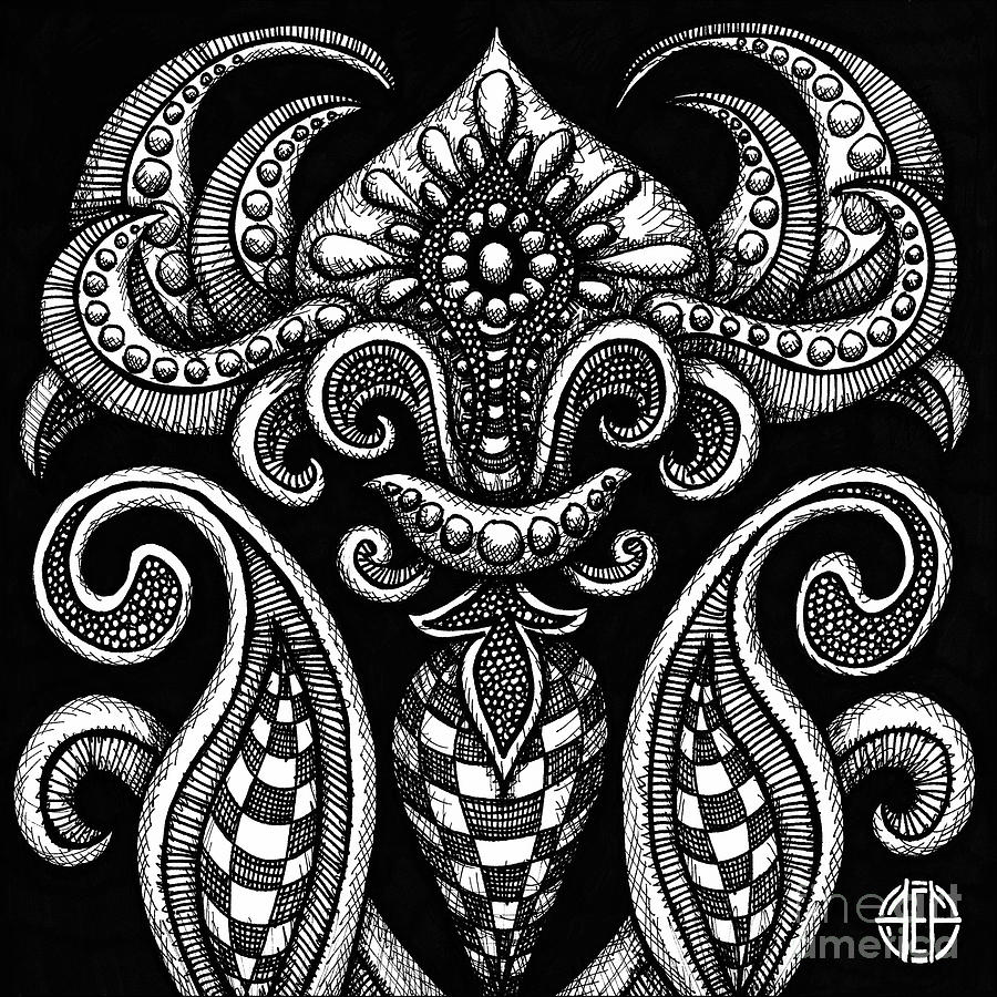 Alien Bloom 12 Black and White Drawing by Amy E Fraser