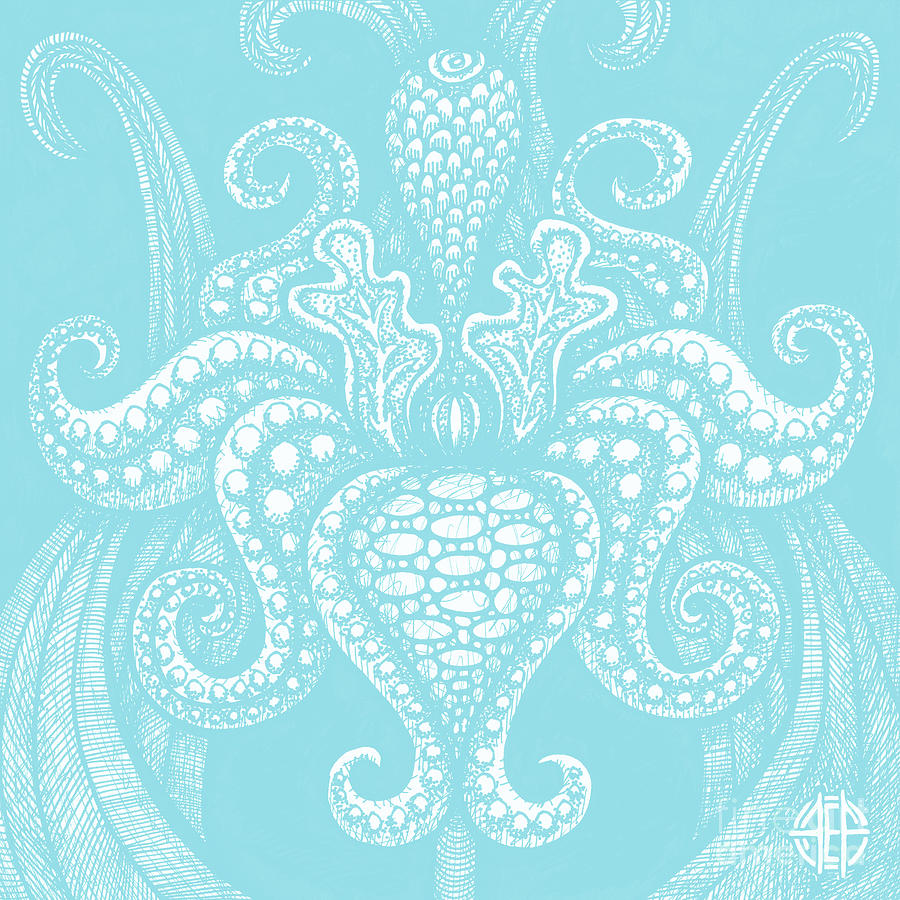 Alien Bloom 13 Airy Blue Drawing by Amy E Fraser