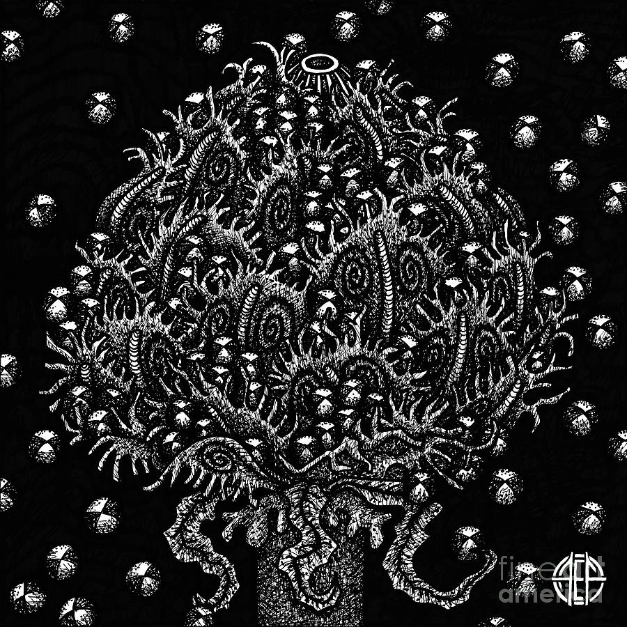 Alien Bloom 15 Black and White Drawing by Amy E Fraser