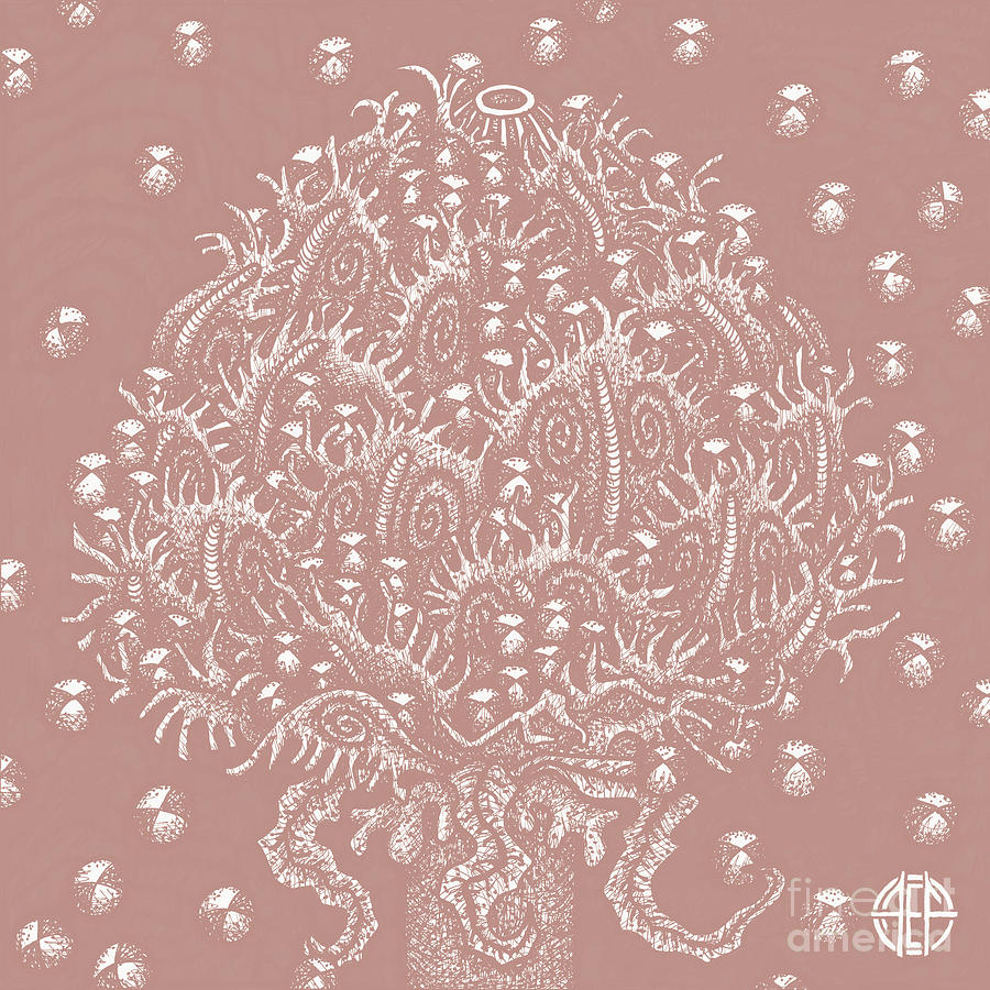 Alien Bloom 15 Rosy Mauve Drawing by Amy E Fraser