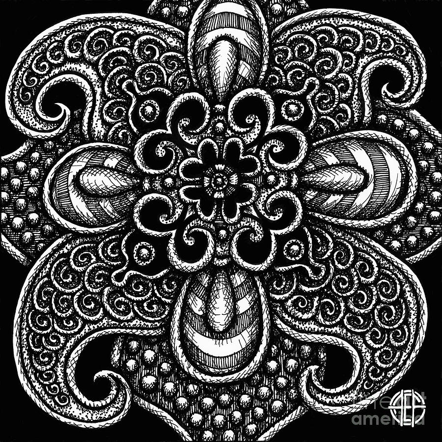 Alien Bloom 17 Black and White Drawing by Amy E Fraser