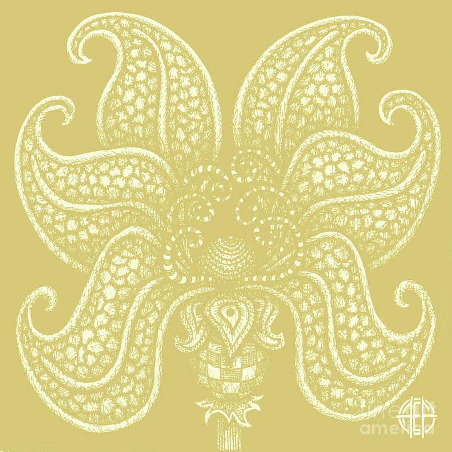 Alien Bloom 20 Golden Wheat Drawing by Amy E Fraser