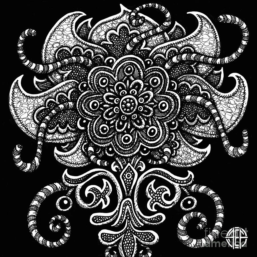 Alien Bloom 22 Black and White Drawing by Amy E Fraser
