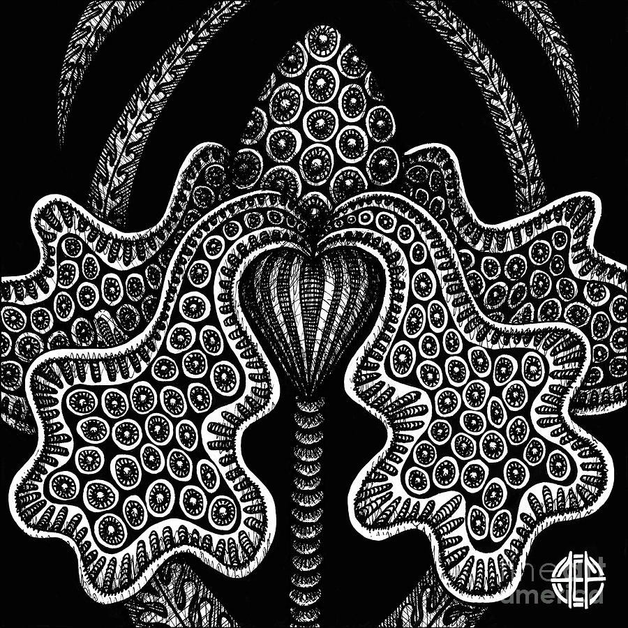 Alien Bloom 23 Black and White Drawing by Amy E Fraser