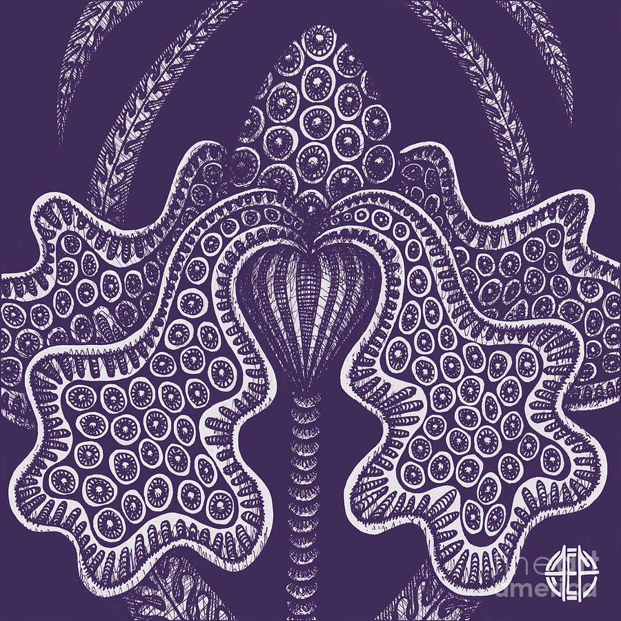 Alien Bloom 23 Purple Verbena Drawing by Amy E Fraser