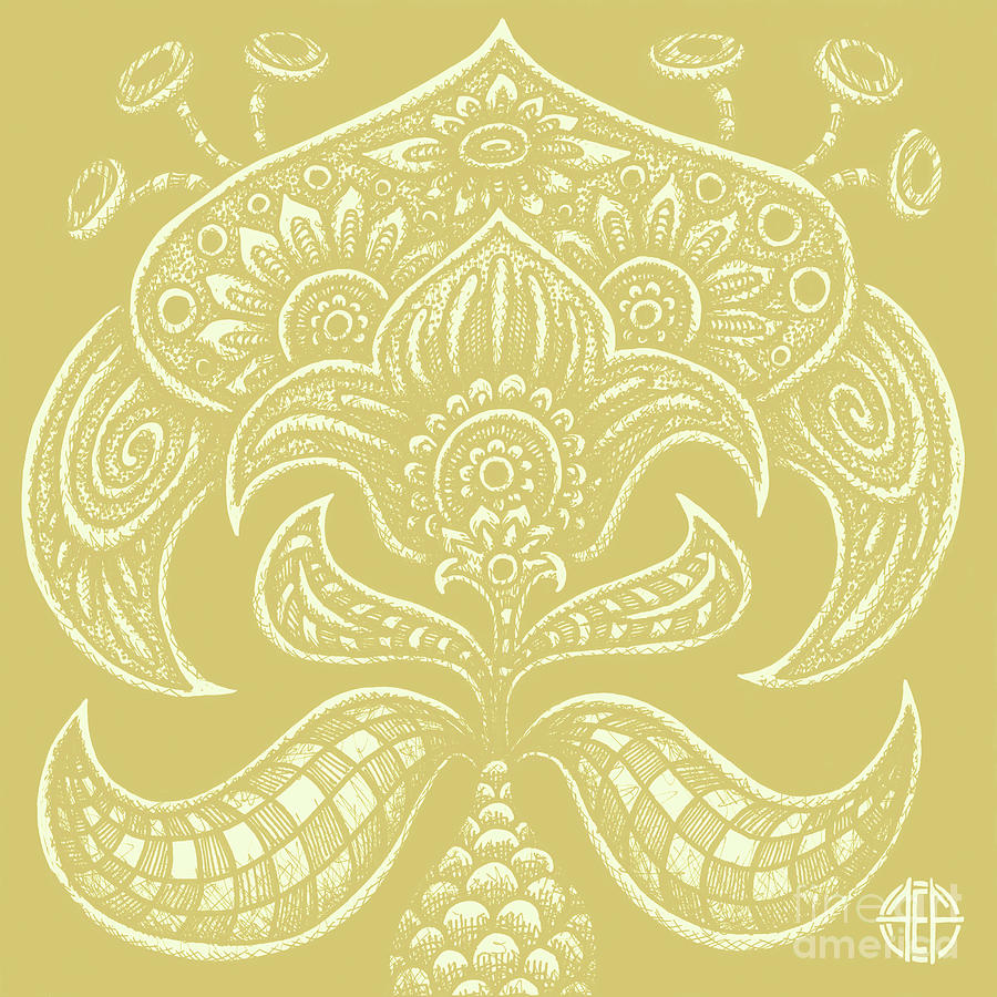 Alien Bloom 26 Golden Wheat Drawing by Amy E Fraser