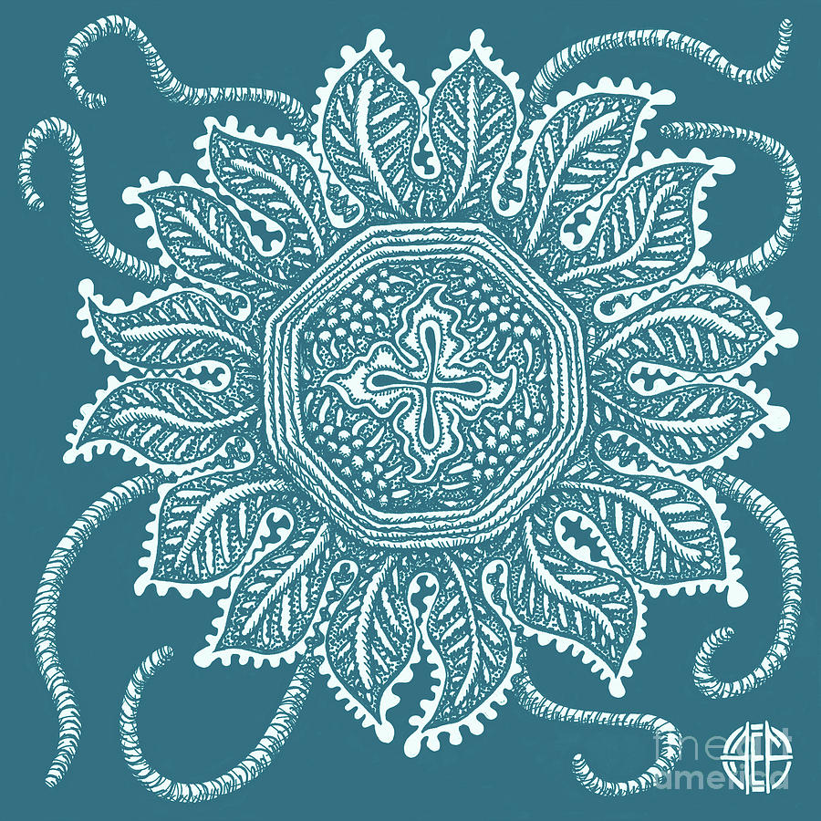 Alien Bloom 30 Sea Creature Blue Drawing by Amy E Fraser
