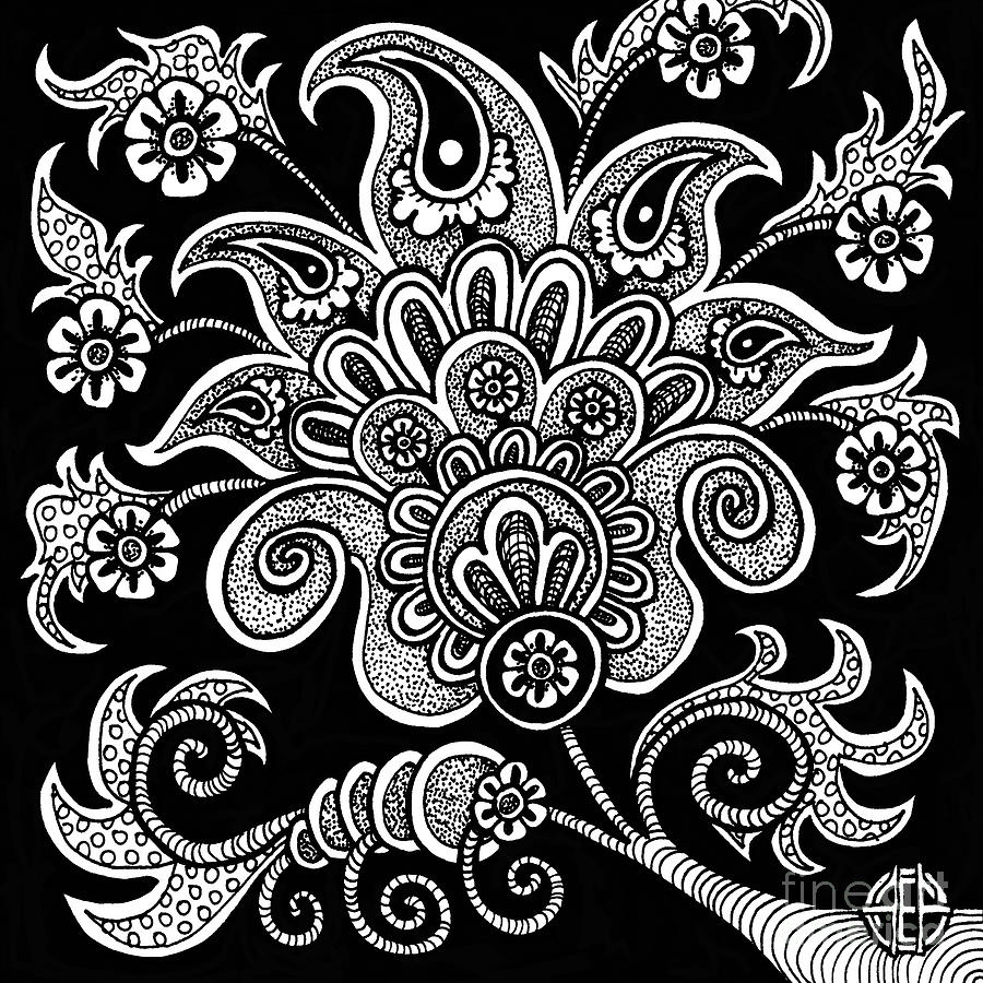 Alien Bloom 4 Black and White Drawing by Amy E Fraser