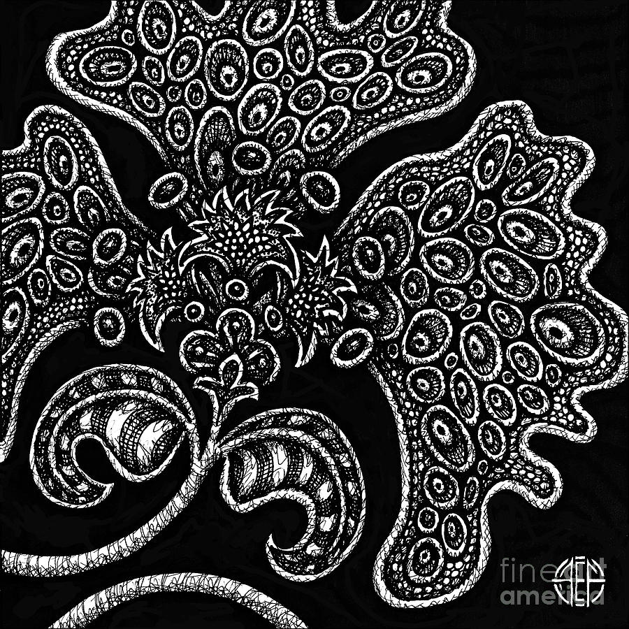 Alien Bloom 6 Black and White Drawing by Amy E Fraser