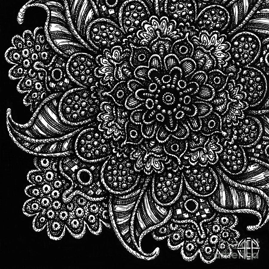 Alien Bloom 7 Black and White Drawing by Amy E Fraser