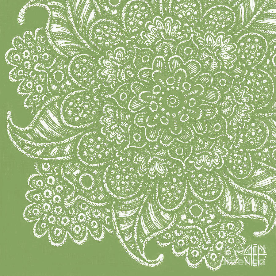 Alien Bloom 7 Soft Fern Green Drawing by Amy E Fraser