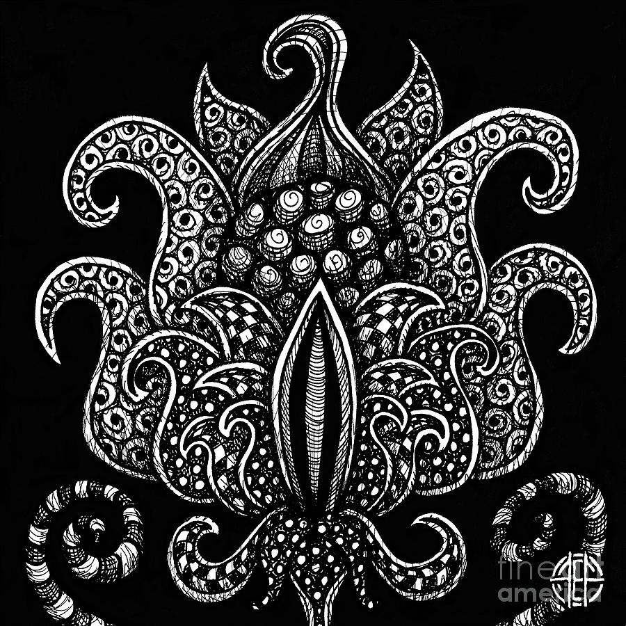 Alien Bloom 8 Black and White Drawing by Amy E Fraser