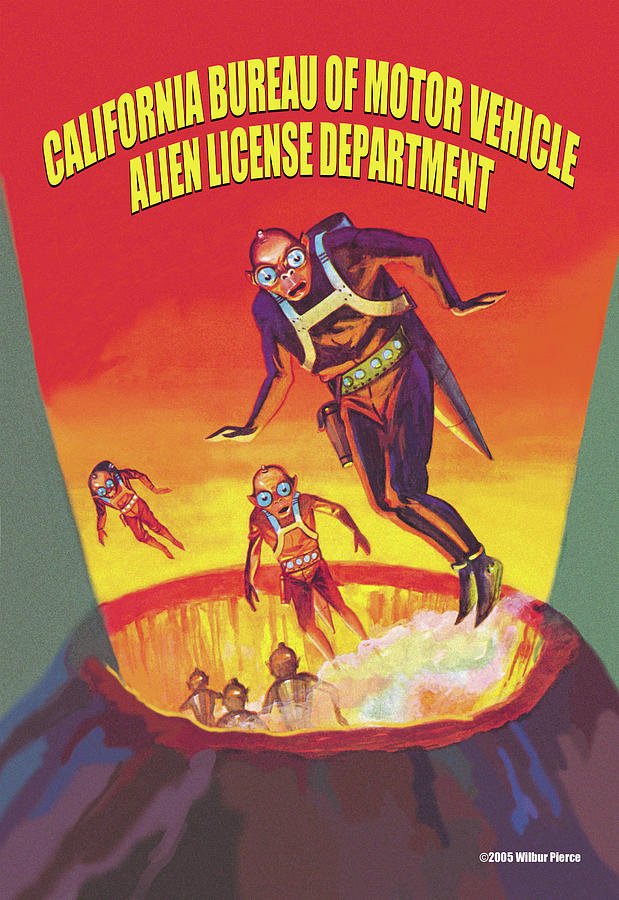 Alien License Painting by Wilbur Pierce