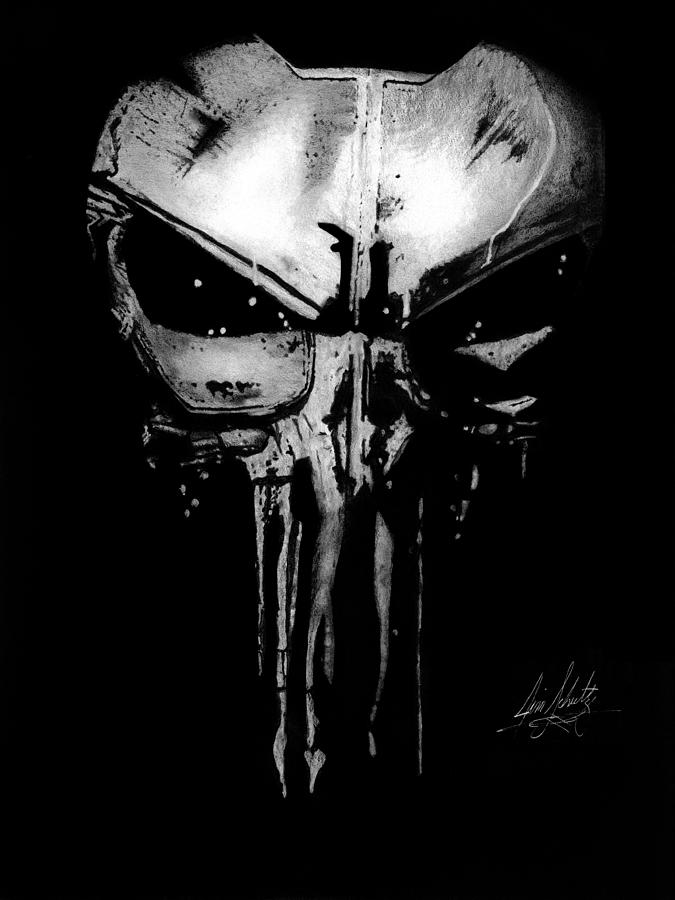 Black And White Drawing - The Punisher by James Schultz