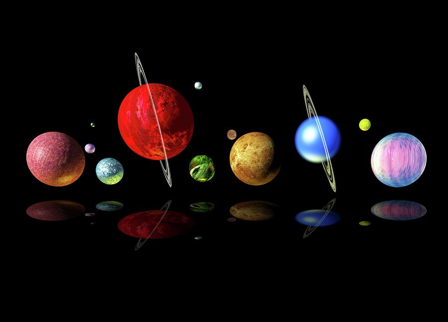 Alien Solar System, Artwork Digital Art by Victor Habbick Visions