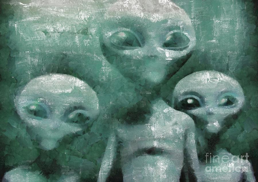 Aliens In The Mist Painting