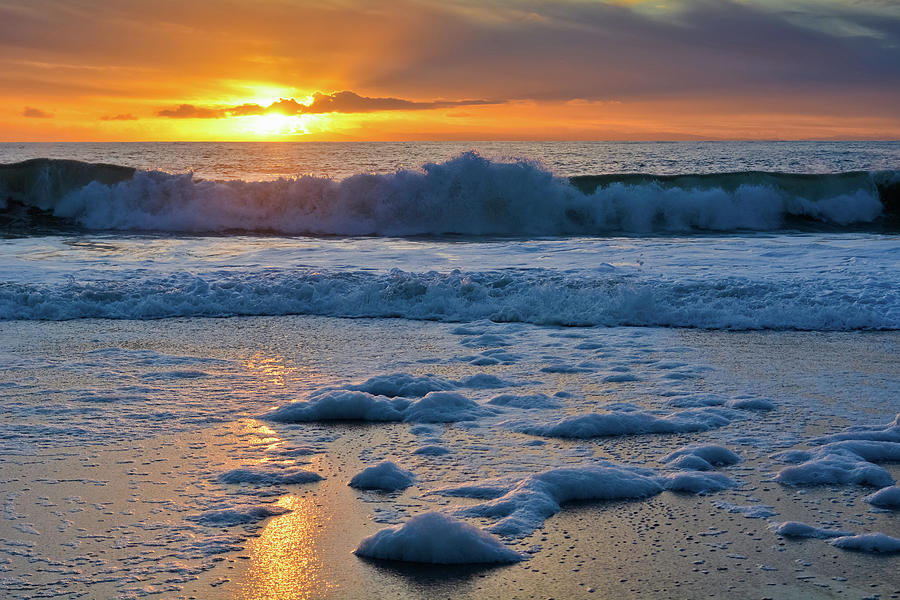 Aliso Beach Sea Foam Sunset Photograph by Kyle Hanson