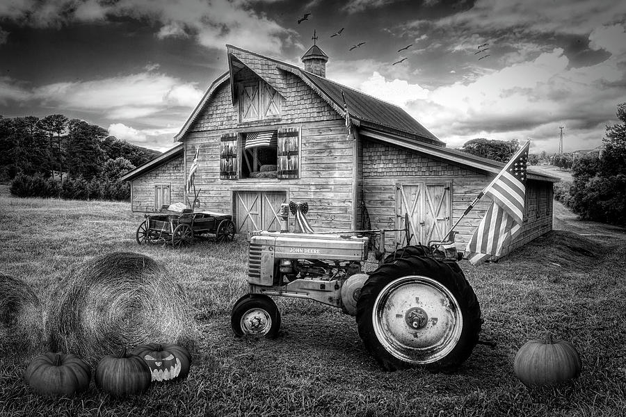 All American Farm in Black and White Photograph by Debra and Dave Vanderlaan