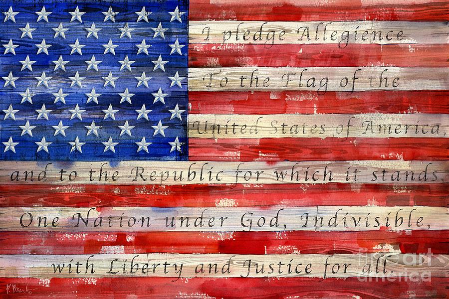 All-American Flag - Script Painting by Paul Brent